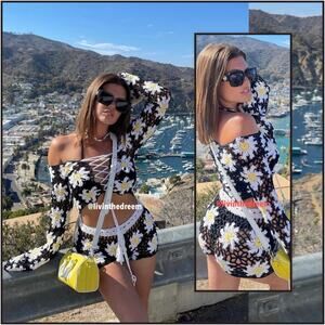 🌼 Love Sense Daisy Crochet Shorts Set Cover Up SZ L $99